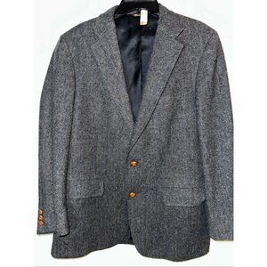 Vintage Hunter Haig Harris Herringbone Blazer Sportcoat Wool 44 100% Pure wool